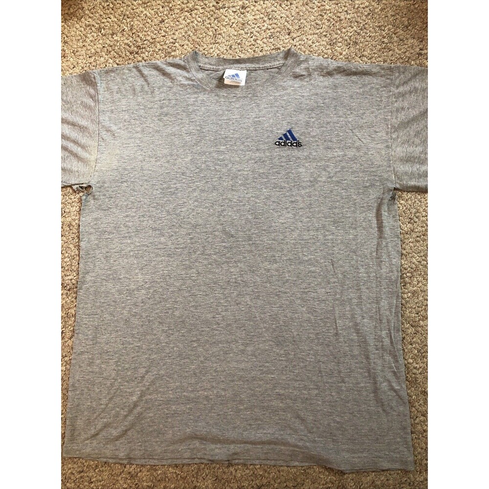Adidas Classic Sports T Shirt Gray Large Short Sleeve with‎ holes